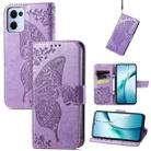 For OPPO Reno13 Pro Butterfly Love Flower Embossed Leather Phone Case(Light Purple) - 1