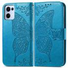 For OPPO Reno13 Pro Butterfly Love Flower Embossed Leather Phone Case(Blue) - 2