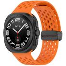 For Samsung Galaxy Watch 7 Ultra 47mm Hole Style Magnetic Folding Buckle Silicone Watch Band(Orange) - 1