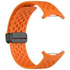 For Samsung Galaxy Watch 7 Ultra 47mm Hole Style Magnetic Folding Buckle Silicone Watch Band(Orange) - 3