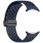 For Samsung Galaxy Watch 7 Ultra 47mm Hole Style Magnetic Folding Buckle Silicone Watch Band(Dark Blue) - 3