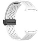 For Samsung Galaxy Watch 7 Ultra 47mm Hole Style Magnetic Folding Buckle Silicone Watch Band(White) - 3