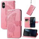 For Sony Xperia 10 VI Butterfly Love Flower Embossed Leather Phone Case(Pink) - 1