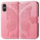 For Sony Xperia 10 VI Butterfly Love Flower Embossed Leather Phone Case(Pink) - 2