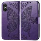 For Sony Xperia 10 VI Butterfly Love Flower Embossed Leather Phone Case(Purple) - 2