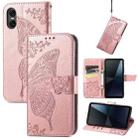 For Sony Xperia 10 VI Butterfly Love Flower Embossed Leather Phone Case(Rose Gold) - 1