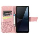 For Sony Xperia 10 VI Butterfly Love Flower Embossed Leather Phone Case(Rose Gold) - 3