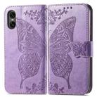 For Sony Xperia 10 VI Butterfly Love Flower Embossed Leather Phone Case(Light Purple) - 2