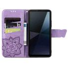 For Sony Xperia 10 VI Butterfly Love Flower Embossed Leather Phone Case(Light Purple) - 3