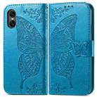 For Sony Xperia 10 VI Butterfly Love Flower Embossed Leather Phone Case(Blue) - 2