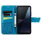 For Sony Xperia 10 VI Butterfly Love Flower Embossed Leather Phone Case(Blue) - 3