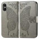 For Sony Xperia 10 VI Butterfly Love Flower Embossed Leather Phone Case(Gray) - 2