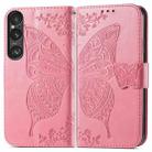 For Sony Xperia 1 VI Butterfly Love Flower Embossed Leather Phone Case(Pink) - 2