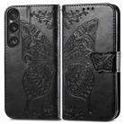 For Sony Xperia 1 VI Butterfly Love Flower Embossed Leather Phone Case(Black) - 2