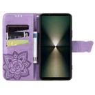 For Sony Xperia 1 VI Butterfly Love Flower Embossed Leather Phone Case(Light Purple) - 3