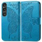 For Sony Xperia 1 VI Butterfly Love Flower Embossed Leather Phone Case(Blue) - 2