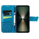 For Sony Xperia 1 VI Butterfly Love Flower Embossed Leather Phone Case(Blue) - 3
