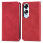For OPPO A60 Retro Skin Feel Magnetic Flip Leather Phone Case(Red) - 2