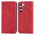 For vivo V40 SE Retro Skin Feel Magnetic Flip Leather Phone Case(Red) - 2