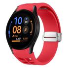 For Samsung Galaxy Watch FE 40mm Richard Magnetic Folding Silver Buckle Silicone Watch Band(Red) - 1