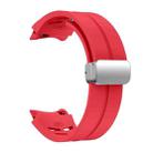 For Samsung Galaxy Watch FE 40mm Richard Magnetic Folding Silver Buckle Silicone Watch Band(Red) - 3
