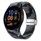 For Samsung Galaxy Watch FE 40mm Richard Magnetic Folding Silver Buckle Silicone Watch Band(Black Gray Camouflage) - 1