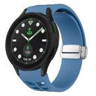 For Sansung Galaxy Watch 5 Pro Golf Edition Richard Magnetic Folding Silver Buckle Silicone Watch Band(Blue) - 1