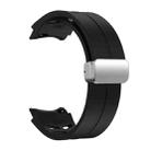 For Samsung Galaxy Watch 5 Golf Edition Richard Magnetic Folding Silver Buckle Silicone Watch Band(Black) - 3