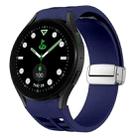 For Samsung Galaxy Watch 5 Golf Edition Richard Magnetic Folding Silver Buckle Silicone Watch Band(Midnight Blue) - 1