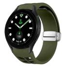 For Samsung Galaxy Watch 5 Golf Edition Richard Magnetic Folding Silver Buckle Silicone Watch Band(Army Green) - 1