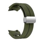 For Samsung Galaxy Watch 5 Golf Edition Richard Magnetic Folding Silver Buckle Silicone Watch Band(Army Green) - 3