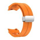 For Samsung Galaxy Watch 5 Golf Edition Richard Magnetic Folding Silver Buckle Silicone Watch Band(Orange) - 3