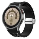 For Sansung Galaxy Watch 5 Pro 45mm Richard Magnetic Folding Silver Buckle Silicone Watch Band(Black) - 1