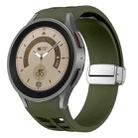 For Sansung Galaxy Watch 5 Pro 45mm Richard Magnetic Folding Silver Buckle Silicone Watch Band(Army Green) - 1