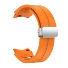 For Sansung Galaxy Watch 5 Pro 45mm Richard Magnetic Folding Silver Buckle Silicone Watch Band(Orange) - 3