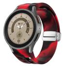 For Sansung Galaxy Watch 5 Pro 45mm Richard Magnetic Folding Silver Buckle Silicone Watch Band(Black Red Camouflage) - 1