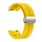 For Samsung Galaxy Watch 7 40 / 44mm Richard Magnetic Folding Silver Buckle Silicone Watch Band(Yellow) - 3