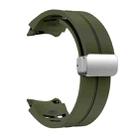 For Samsung Galaxy Watch 6 Classic 43 / 47mm Richard Magnetic Folding Silver Buckle Silicone Watch Band(Army Green) - 3