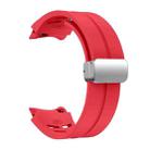 For Samsung Galaxy Watch 6 Classic 43 / 47mm Richard Magnetic Folding Silver Buckle Silicone Watch Band(Red) - 3