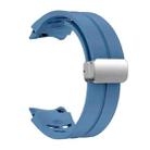 For Samsung Galaxy Watch 6 40 / 44mm Richard Magnetic Folding Silver Buckle Silicone Watch Band(Blue) - 3