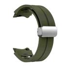 For Samsung Galaxy Watch 6 40 / 44mm Richard Magnetic Folding Silver Buckle Silicone Watch Band(Army Green) - 3