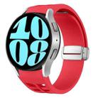 For Samsung Galaxy Watch 6 40 / 44mm Richard Magnetic Folding Silver Buckle Silicone Watch Band(Red) - 1