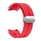 For Samsung Galaxy Watch 6 40 / 44mm Richard Magnetic Folding Silver Buckle Silicone Watch Band(Red) - 3