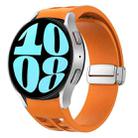 For Samsung Galaxy Watch 6 40 / 44mm Richard Magnetic Folding Silver Buckle Silicone Watch Band(Orange) - 1