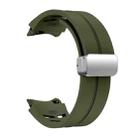 For Samsung Galaxy Watch 5 40 / 44mm Richard Magnetic Folding Silver Buckle Silicone Watch Band(Army Green) - 3