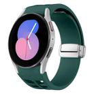 For Samsung Galaxy Watch 5 40 / 44mm Richard Magnetic Folding Silver Buckle Silicone Watch Band(Dark Green) - 1