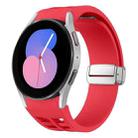 For Samsung Galaxy Watch 5 40 / 44mm Richard Magnetic Folding Silver Buckle Silicone Watch Band(Red) - 1