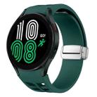 For Samsung Galaxy Watch 4 40 / 44mm Richard Magnetic Folding Silver Buckle Silicone Watch Band(Dark Green) - 1