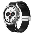 For Samsung Galaxy Watch 4 Classic 42 / 46mm Richard Magnetic Folding Silver Buckle Silicone Watch Band(Black) - 1