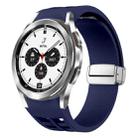 For Samsung Galaxy Watch 4 Classic 42 / 46mm Richard Magnetic Folding Silver Buckle Silicone Watch Band(Midnight Blue) - 1